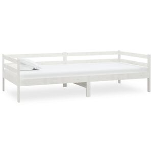 vidaXL Дневно легло без матрак, бял, борово дърво масив, 90x200 см