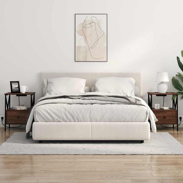 vidaXL Нощен шкаф Кафяв дъб 41,5 x 40,5 x 55 см Инженерно дърво