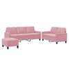 vidaXL Комплект дивани от 3 части с възглавници, розов, кадифе
