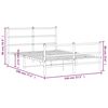 vidaXL Метална рамка за легло с горна и долна табла,&nbsp;бяла, 140x190 см