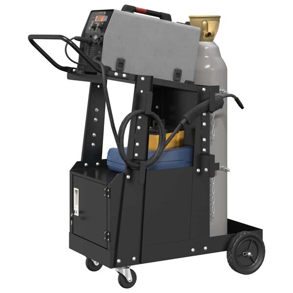 vidaXL Количка за заваряване Черно 90 x 46 x 96 см Стомана