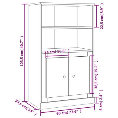 vidaXL Висок шкаф, Сив сонома, 60x35,5x103,5 см, инженерно дърво