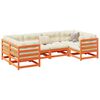 vidaXL Градински комплект диван от 6 части, восъчнокафяв, бор масив