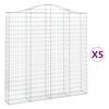 vidaXL Габионни кошници арка 5 бр 200x30x200/220 см поцинковано желязо