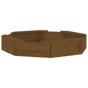 vidaXL Пясъчник със седалки, меденокафяв, осмоъгълен, бор масив