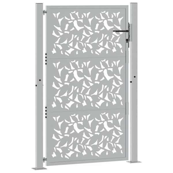 vidaXL Градинска порта 100x150 см, дизайн с листо, устойчиво на атмосферни влияния, стомана