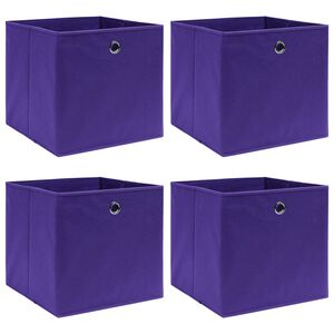 vidaXL Кутии за съхранение 4 бр лилави 32x32x32 см плат