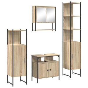 vidaXL Комплект мебели за баня 4 бр. Сонома дъб 33 x 33 x 185,5 см
