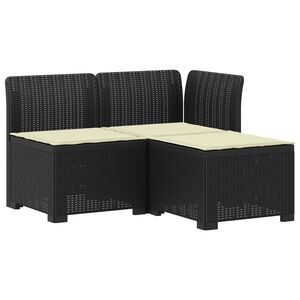 vidaXL Пейка за градина с Cushions във вид на ратан 3-местен ПП