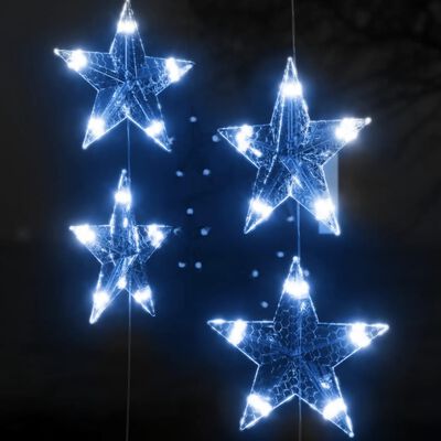 vidaXL LED завеса от светещи звезди, 500 LED, синя, 8 режима