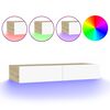vidaXL ТВ шкаф с LED осветление, бяло и дъб сонома, 90x35x15,5 см