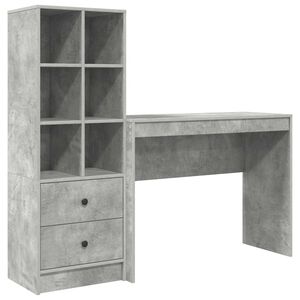 vidaXL Бюро Циментено сиво 145,5 x 40 x 127 см 2 бр.