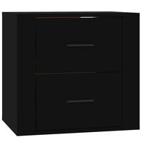 vidaXL Нощно шкафче за стенен монтаж, черно, 50x36x47 см