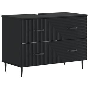vidaXL Шкаф за мивка в баня HAARLEM Черно 82 x 41 x 58,5 см