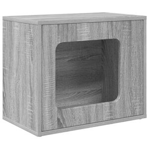 vidaXL Къща за котки Сив Сонома 51 x 30 x 42,5 см Инженерна дървесина