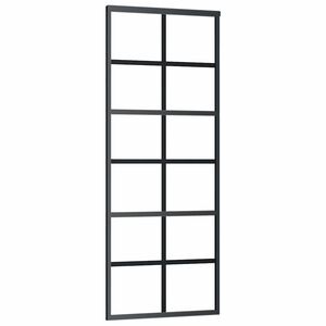 vidaXL Плъзгаща врата, ESG стъкло и алуминий, 76x205 см, черна