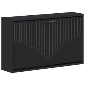 vidaXL Стенно шкафче за обувки HOORN 71 x 17 x 43 см Черно