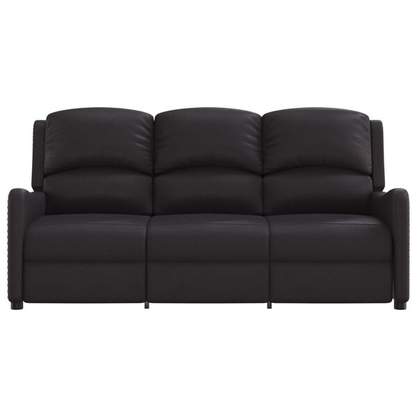 vidaXL 3-местен масажен реклайнер, лъскаво черно, изкуствена кожа