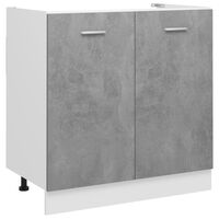 vidaXL Долен шкаф за мивка, бетонно сив, 80x46x81,5 см, ПДЧ