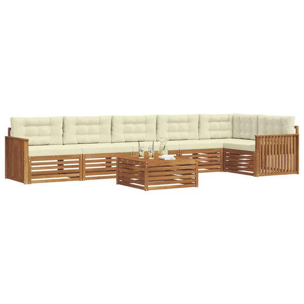 vidaXL Комплект дивани за открито 7 pcs Натурален и Крема