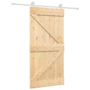 vidaXL Преплъзваща се врата 100 x 210 cm Масивна борова дървесина