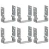 vidaXL Оградни подпори 6 бр сребристи 12x6x15 см поцинкована стомана