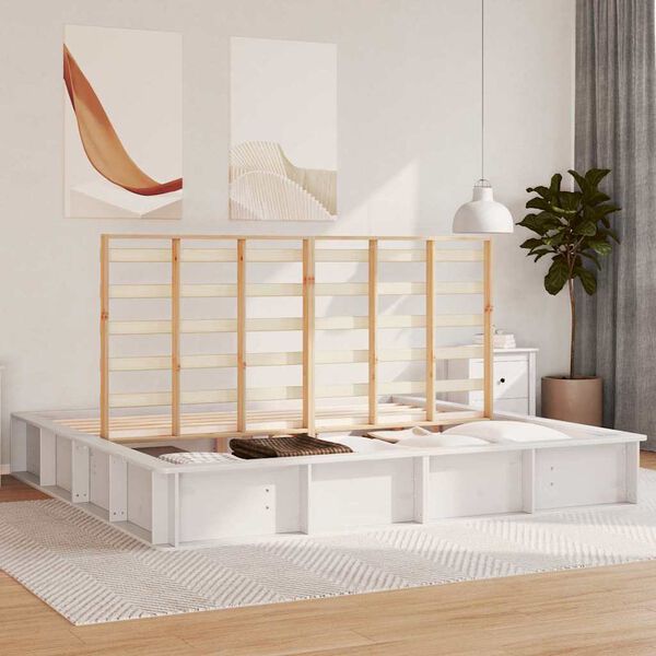 vidaXL Рамка за легло Бяло 180 x 200 cm Солидно борово дърво