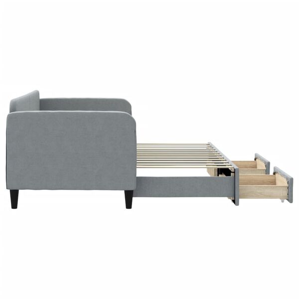 vidaXL Канапе с походно легло и чекмеджета светлосиво 80x200 см плат