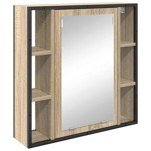 vidaXL Шкаф с огледало Сонома дъб 60 x 16 x 60 см Инженерна дървесина