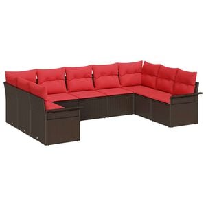 vidaXL Градински Софа Комплект със съхранение 9 pcs Бежово полиратан