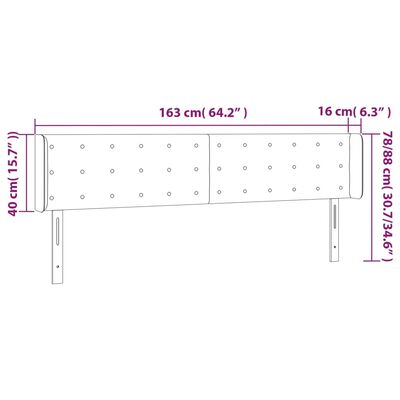 vidaXL LED горна табла за легло, таупе, 163x16x78/88 см, плат