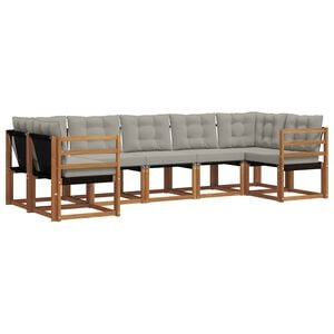 vidaXL Комплект дивани за открито 7 pcs Естествено и светло сиво