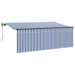 vidaXL Прибираща се тента Синьо и бяло 350 x 200 cm