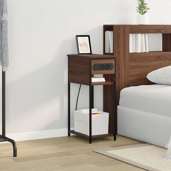 vidaXL Нощен шкаф Кафяв дъб 41 x 28 x 76 см Инженерно дърво