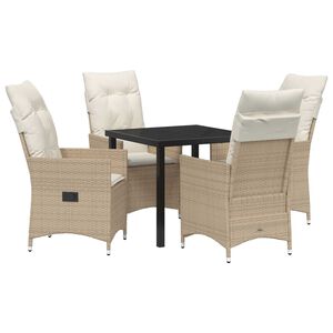vidaXL Комплект за хранене в градината 5 pcs Бежово полиратан