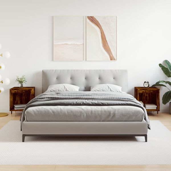 vidaXL Нощни шкафчета, 2 бр, опушен дъб, 40x35x50 см, инженерно дърво