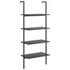 vidaXL Етажерка стълба с 4 рафта черна 64x35x152,5 см