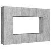 vidaXL Комплект ТВ шкафове от 8 части, бетонно сиви, инженерно дърво
