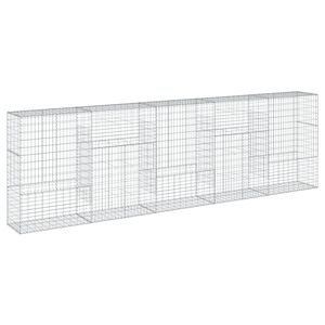 vidaXL Габионна кошница с покритие, 500x50x150 см, поцинковано желязо