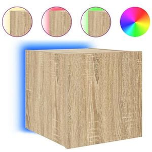 vidaXL Стенен ТВ шкаф с LED осветление, сонома дъб, 30,5x35x30 см