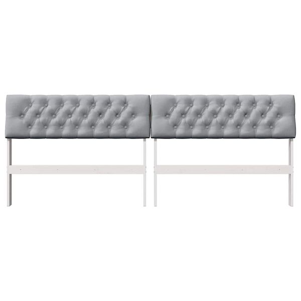 vidaXL Тапицирана табла Светлосиво 200 cm Солидно борово дърво