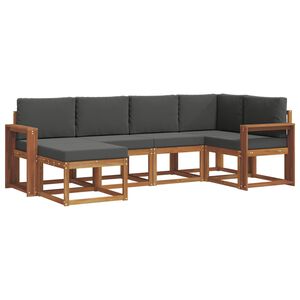 vidaXL Комплект дивани за открито 6 pcs Натурален и Антрацит