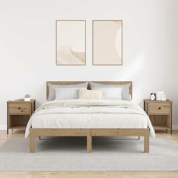 vidaXL Нощен шкаф с чекмедже 2 pcs Дъб 40 x 42 x 50 cm Инженерно дърво