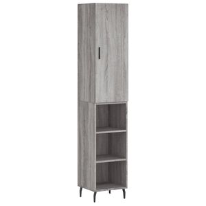 vidaXL Висок шкаф, сив сонома, 34,5x34x180 см, инженерно дърво