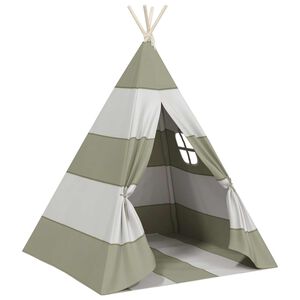 vidaXL Детска палатка Сив и бял 120 x 120 x 150 cm Борово дърво масив
