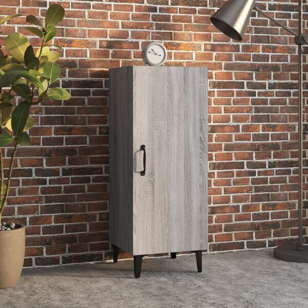 vidaXL Сайдборд, сив сонома, 34,5x34x90 см, инженерно дърво