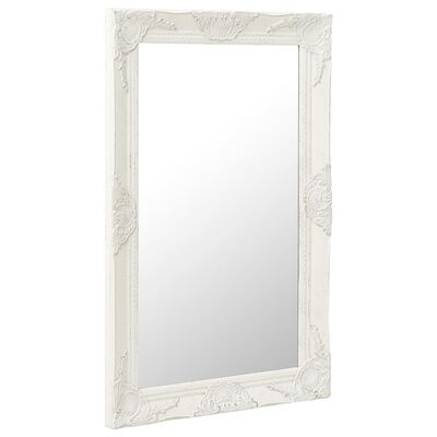 vidaXL Стенно огледало, бароков стил, 50x80 см, бяло