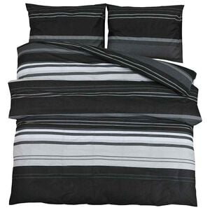 vidaXL 2 бр. 200 x 200 cm + 65 x 65 cm 100% Cotton Black Stripes