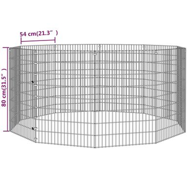 vidaXL Клетка за зайци, 10 панела, 54x80 см, поцинковано желязо