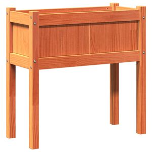 vidaXL Градинска кашпа с крака, восъчнокафяв, 70x31x70 см, бор масив